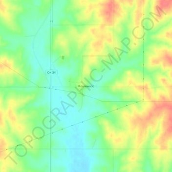Topografisk kort Moorewood, højde, terræn