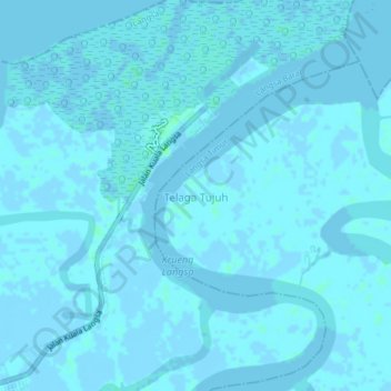 Topografisk kort Telaga Tujuh, højde, terræn