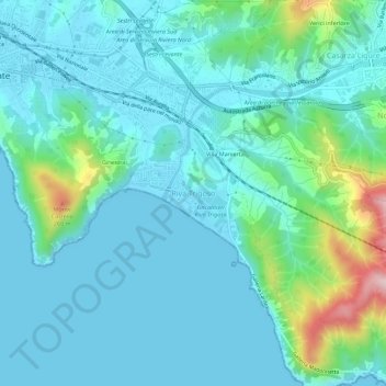 Topografisk kort Riva Trigoso, højde, terræn