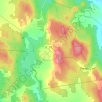 Topografisk kort Drevdagen, højde, terræn