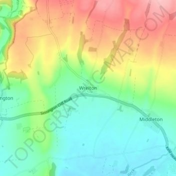 Topografisk kort Wrelton, højde, terræn