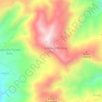 Topografisk kort Lempo Poton, højde, terræn