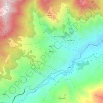 Topografisk kort Zibana, højde, terræn