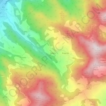 Topografisk kort Fragno, højde, terræn