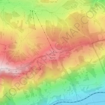 Topografisk kort Thaler Höhe, højde, terræn