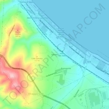 Topografisk kort Selvotta, højde, terræn