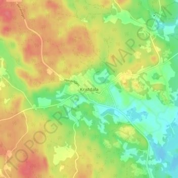 Topografisk kort Kristdala, højde, terræn