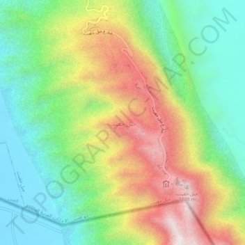 Topografisk kort Jabal Hafeet, højde, terræn