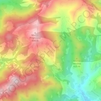 Topografisk kort Roncatello, højde, terræn