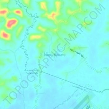 Topografisk kort Sungai Bawang, højde, terræn