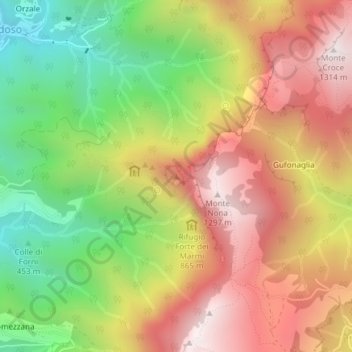 Topografisk kort Monte Procinto, højde, terræn