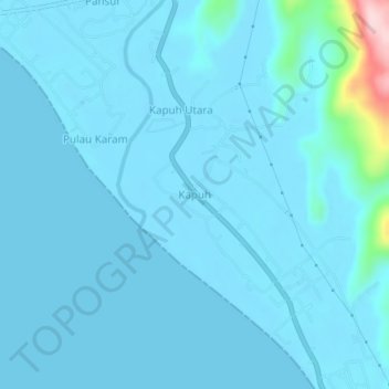 Topografisk kort Kapuh, højde, terræn
