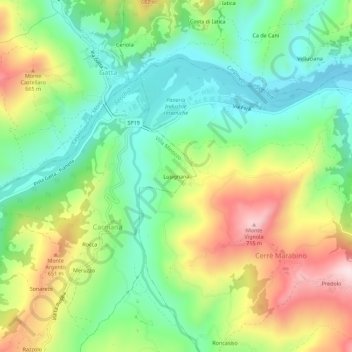 Topografisk kort Lusignana, højde, terræn