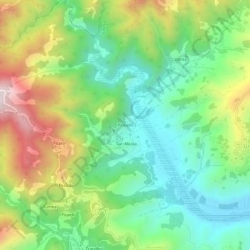 Topografisk kort Pirarelli, højde, terræn
