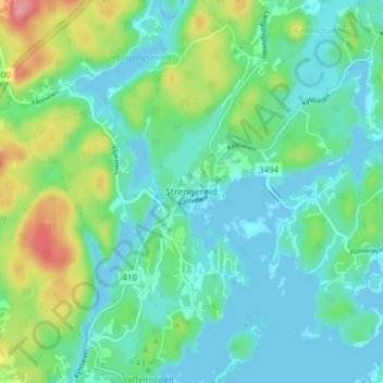Topografisk kort Strengereid, højde, terræn