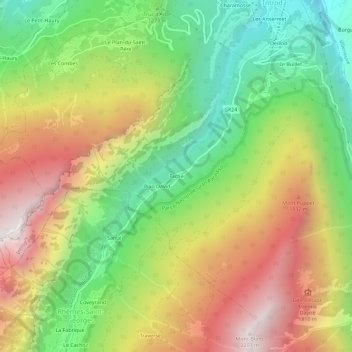 Topografisk kort Tache, højde, terræn