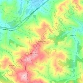 Topografisk kort Mezzomonte, højde, terræn