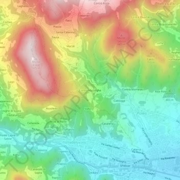 Topografisk kort Contrà Mazzeghe, højde, terræn