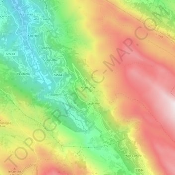 Topografisk kort Vado Lucoli, højde, terræn