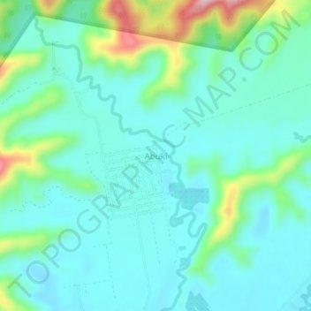 Topografisk kort Abuki, højde, terræn
