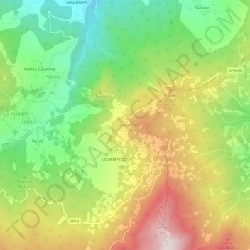 Topografisk kort Pianazzo, højde, terræn