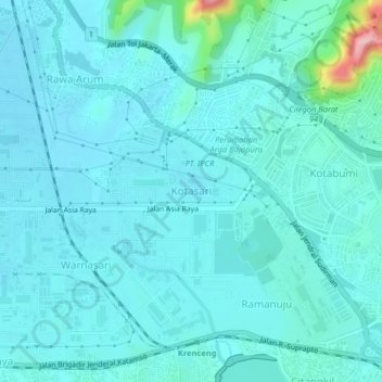 Topografisk kort Kotasari, højde, terræn