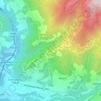 Topografisk kort Il Ciocco, højde, terræn