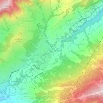 Topografisk kort Ricken SG, højde, terræn
