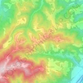 Topografisk kort Codivilla, højde, terræn