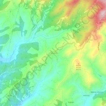 Topografisk kort Fraccano, højde, terræn