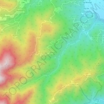 Topografisk kort Provonda, højde, terræn