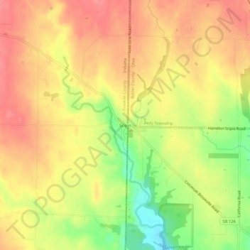 Topografisk kort Scipio, højde, terræn