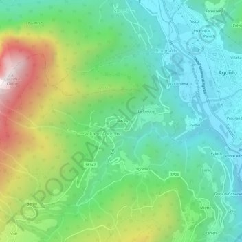 Topografisk kort Contùra, højde, terræn