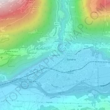 Topografisk kort Campoledro, højde, terræn
