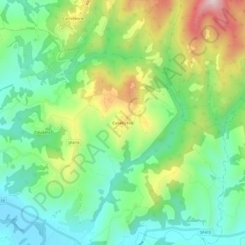 Topografisk kort Canalicchio, højde, terræn