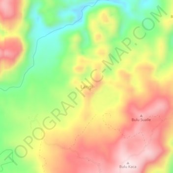 Topografisk kort Langi, højde, terræn