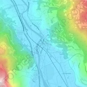 Topografisk kort Montestrutto, højde, terræn