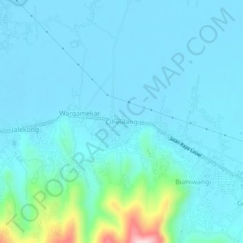 Topografisk kort Ciheulang, højde, terræn