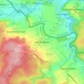 Topografisk kort Hatzenreuth, højde, terræn