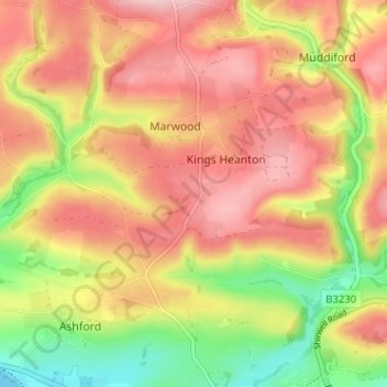 Topografisk kort Prixford, højde, terræn