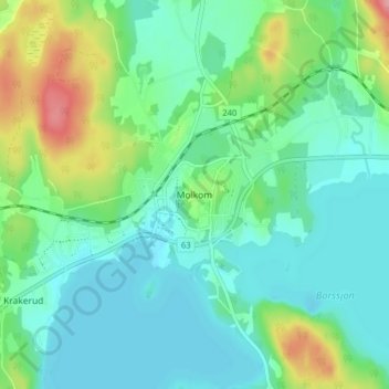 Topografisk kort Molkom, højde, terræn