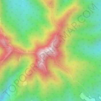 Topografisk kort Gunung Kerenceng, højde, terræn