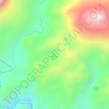 Topografisk kort Gunung Rosa, højde, terræn