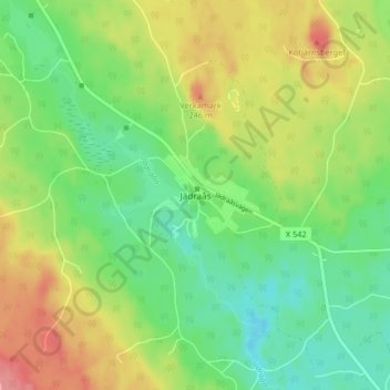 Topografisk kort Jädraås, højde, terræn