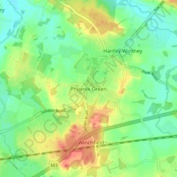 Topografisk kort Phoenix Green, højde, terræn