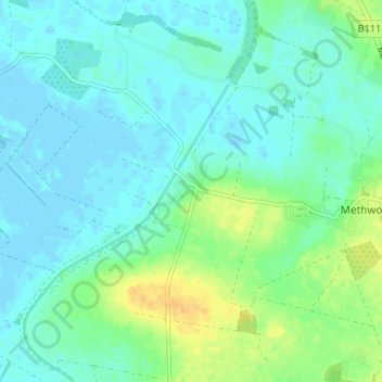 Topografisk kort Methwold Hythe, højde, terræn