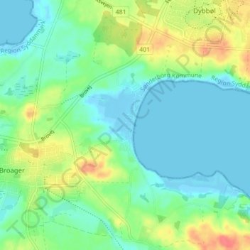 Topografisk kort Vemmingbund, højde, terræn