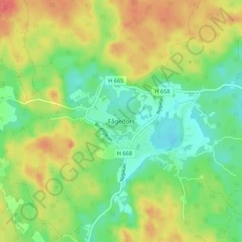 Topografisk kort Fågelfors, højde, terræn