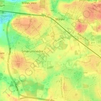 Topografisk kort Kongeskov Huse, højde, terræn