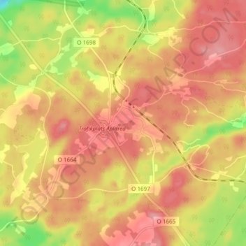 Topografisk kort Aplared, højde, terræn